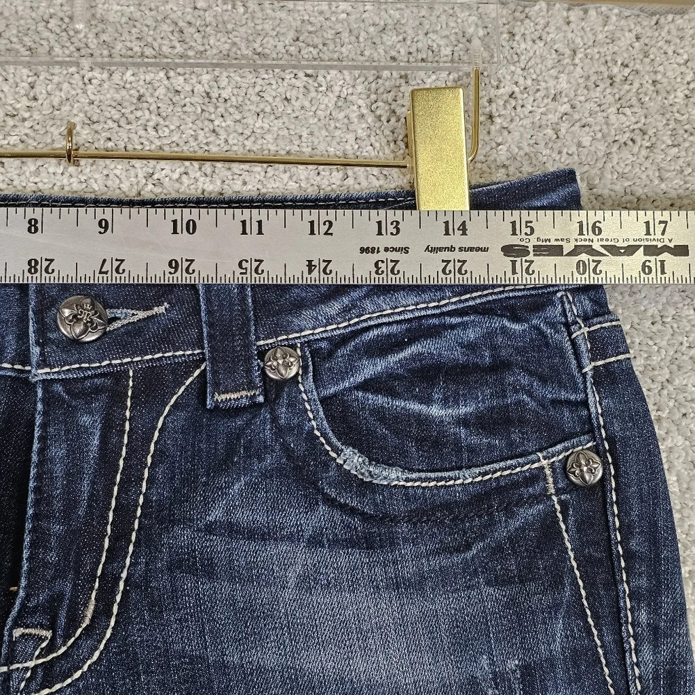 Miss Me Bootcut Dark Wash Denim Jeans Women's 29 Distressed Western Rock Boot‎ - Picture 5 of 11